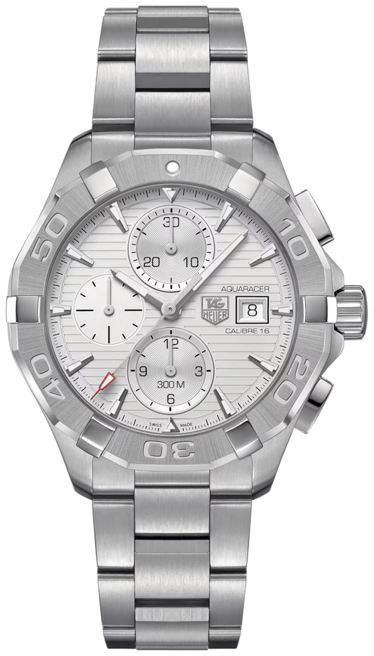 Tag Heuer Aquaracer Automatic Chronograph White Dial Silver Steel Strap Watch for Men - CAY2111.BA0927