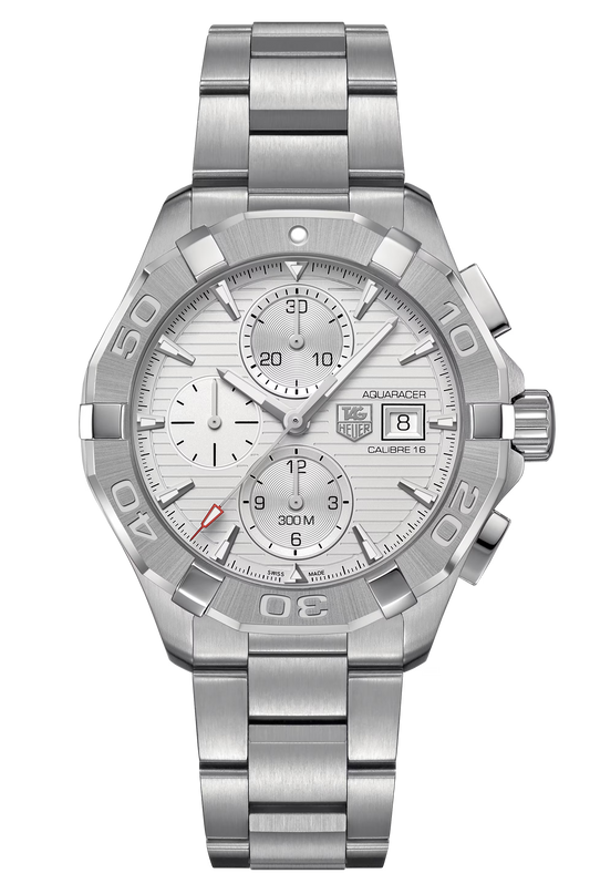 Tag Heuer Aquaracer Automatic Chronograph White Dial Silver Steel Strap Watch for Men - CAY2111.BA0927