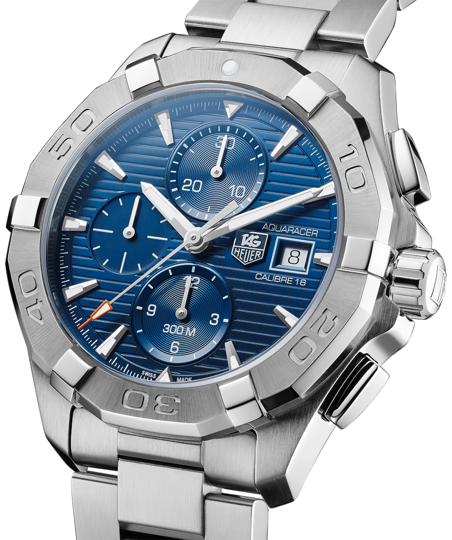 Tag Heuer Aquaracer Automatic Chronograph Blue Dial Silver Steel Strap Watch for Men - CAY2112.BA0927