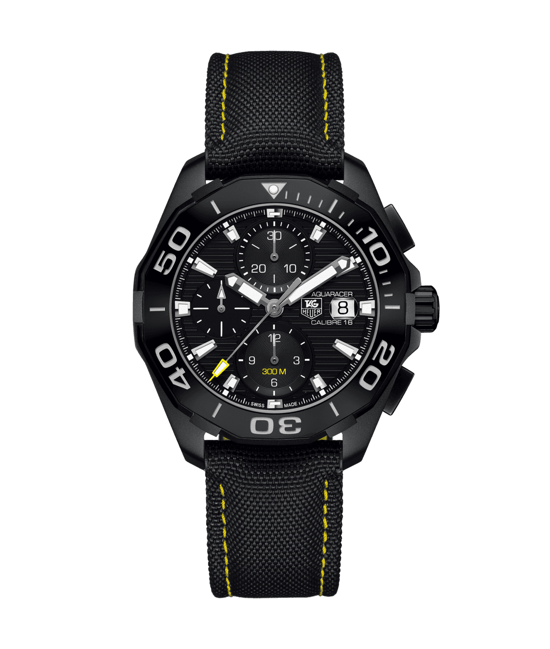 Tag Heuer Aquaracer Chronograph Black Dial Black Nylon Strap Watch for Men - CAY218A.FC6361