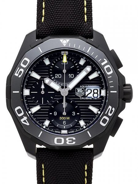 Tag Heuer Aquaracer Chronograph Black Dial Black Nylon Strap Watch for Men - CAY218A.FC6361