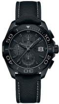 Tag Heuer Aquaracer Automatic Chronograph Special Edition Grey Titanium Dial Black Leather Strap Watch for Men - CAY218B.FC6370