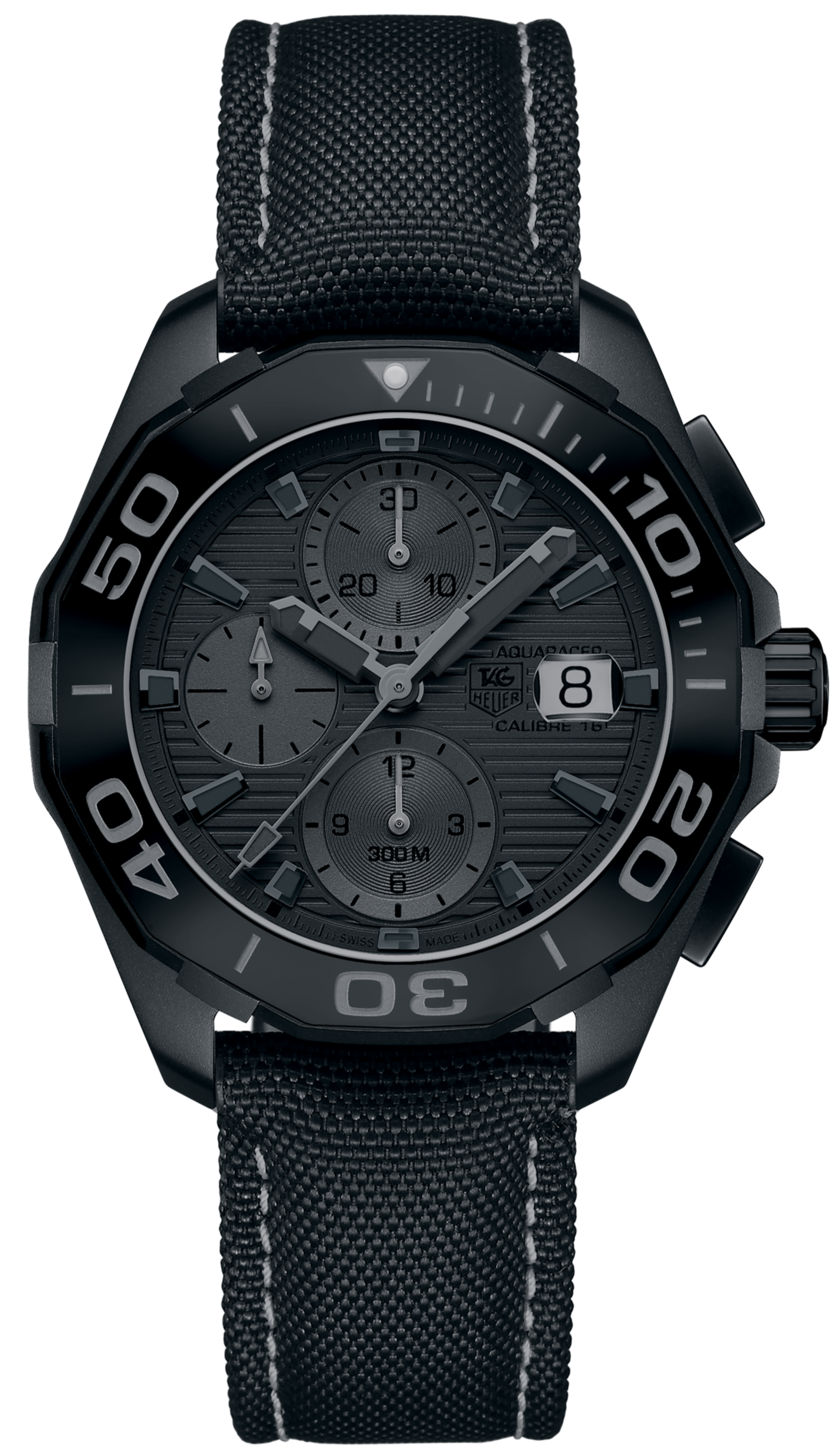 Tag Heuer Aquaracer Automatic Chronograph Special Edition Grey Titanium Dial Black Leather Strap Watch for Men - CAY218B.FC6370