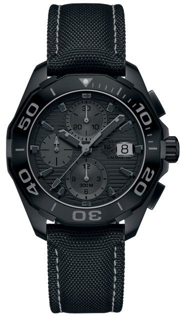 Tag Heuer Aquaracer Automatic Chronograph Special Edition Grey Titanium Dial Black Leather Strap Watch for Men - CAY218B.FC6370