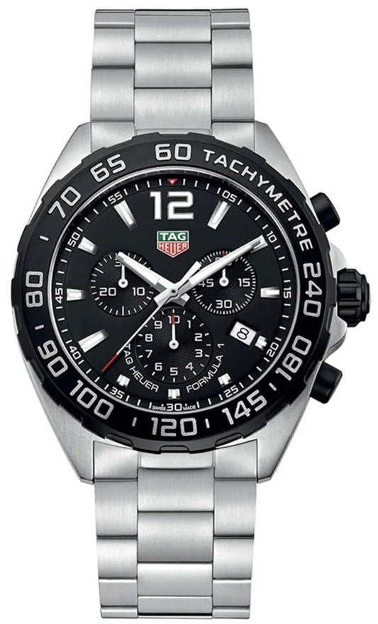 Tag Heuer Formula 1 Quartz Chronograph Black Dial Silver Steel Strap Watch for Men - CAZ1010.BA0842