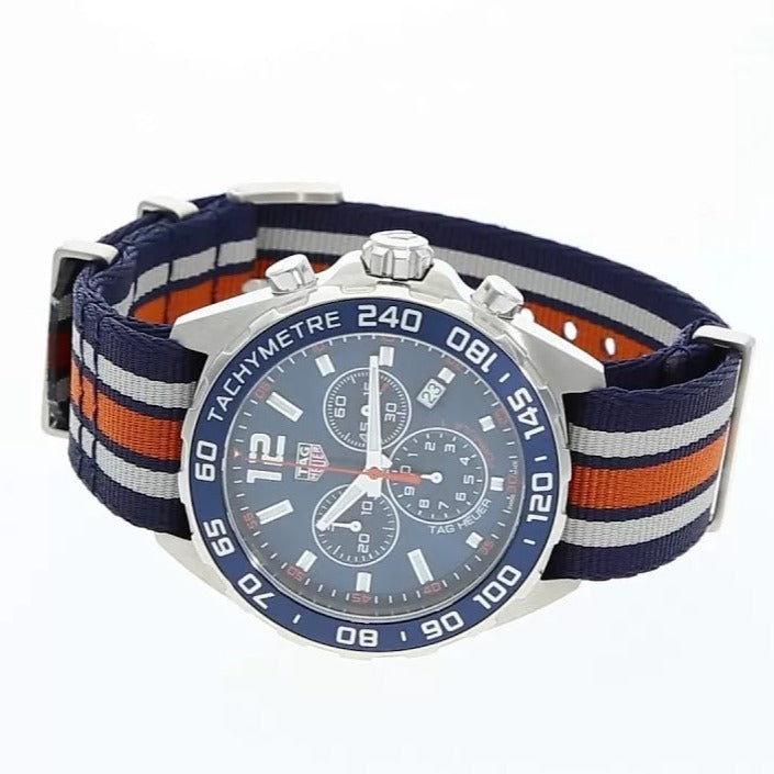 Tag Heuer Formula 1 Quartz Chronograph Blue Dial Two Tone NATO Strap Watch for Men - CAZ1010.FC8196