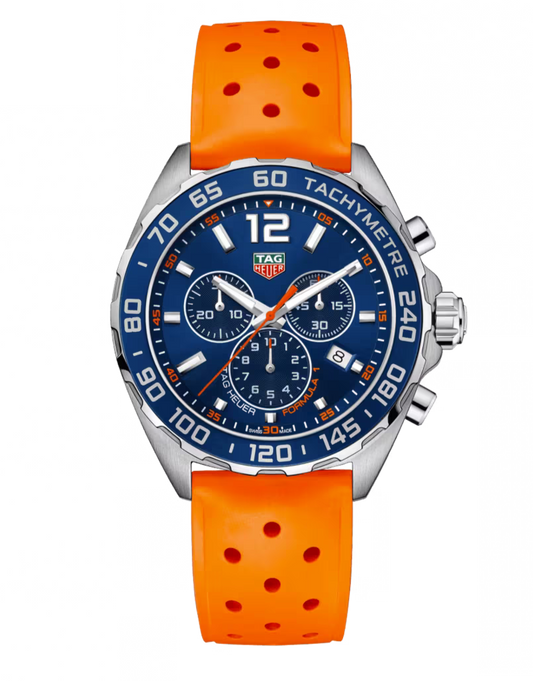 Tag Heuer Formula 1 Quartz Chronograph Blue Dial Orange Rubber Strap Watch for Men - CAZ1014.FT8028