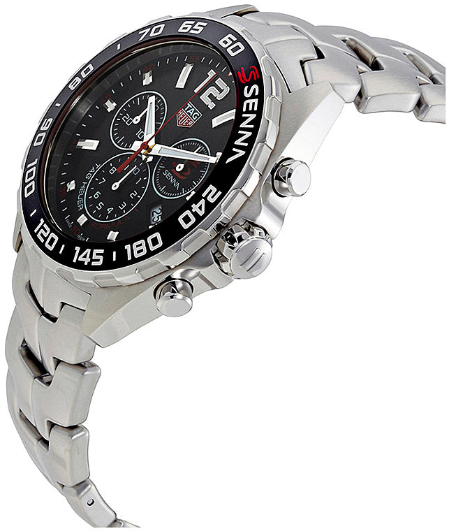 Tag Heuer Senna Chronograph Special Edition Black Dial Silver Steel Strap Watch for Men - CAZ1015.BA0883