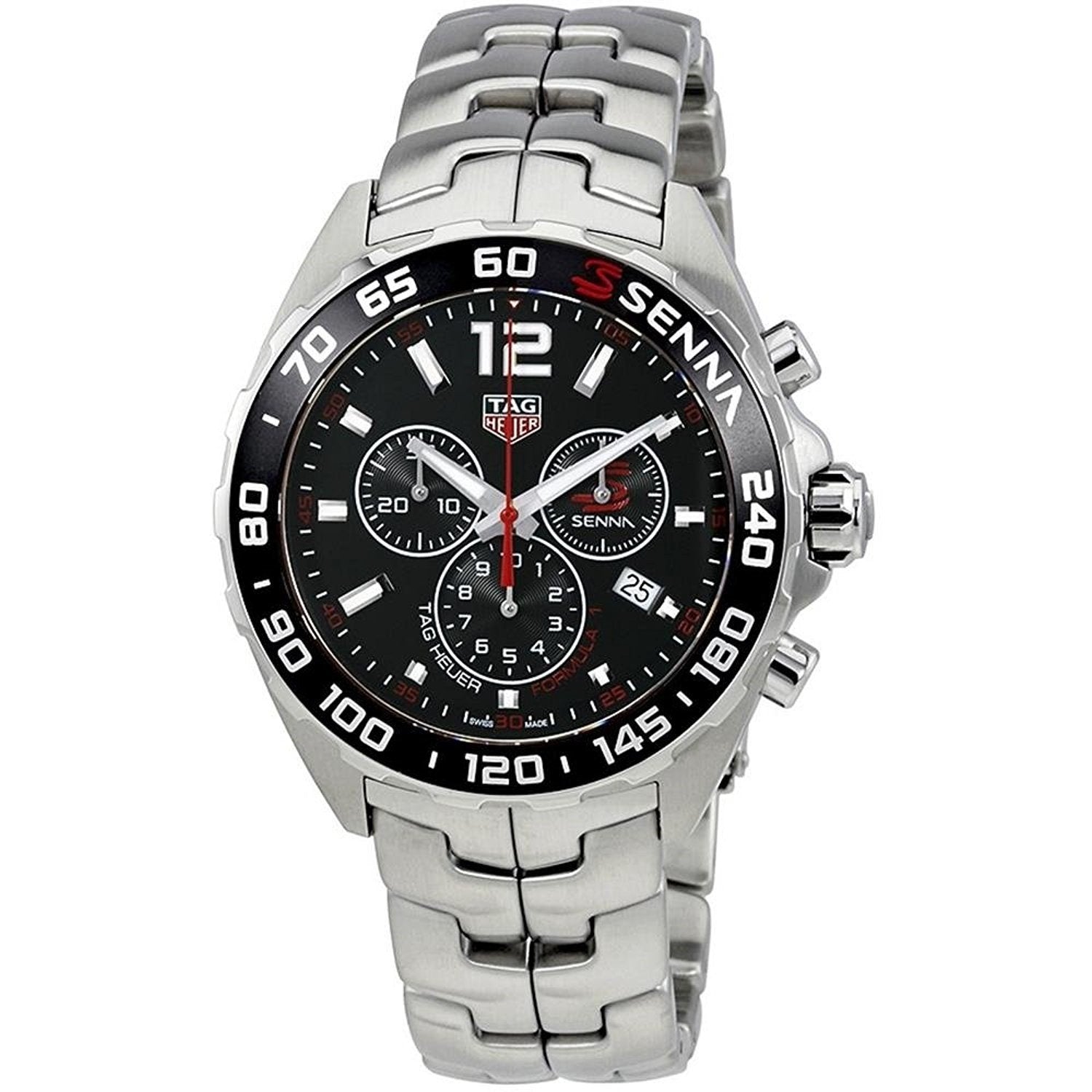 Tag Heuer Senna Chronograph Special Edition Black Dial Silver Steel Strap Watch for Men - CAZ1015.BA0883