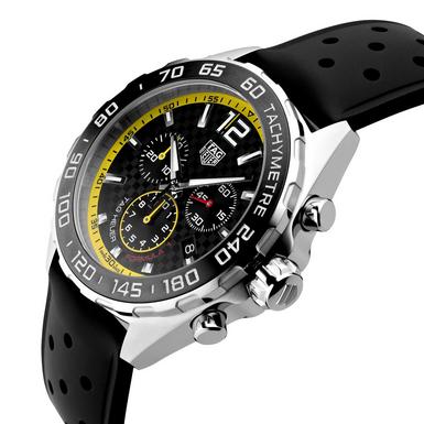 Tag Heuer Formula 1 Chronograph Black Dial Black Rubber Strap Watch for Men - CAZ101AC.FT8024