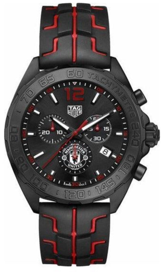 Tag Heuer Formula 1 Manchester United Limited Edition Black Dial Black & Red Rubber Strap Watch for Men - CAZ101J.FT8027