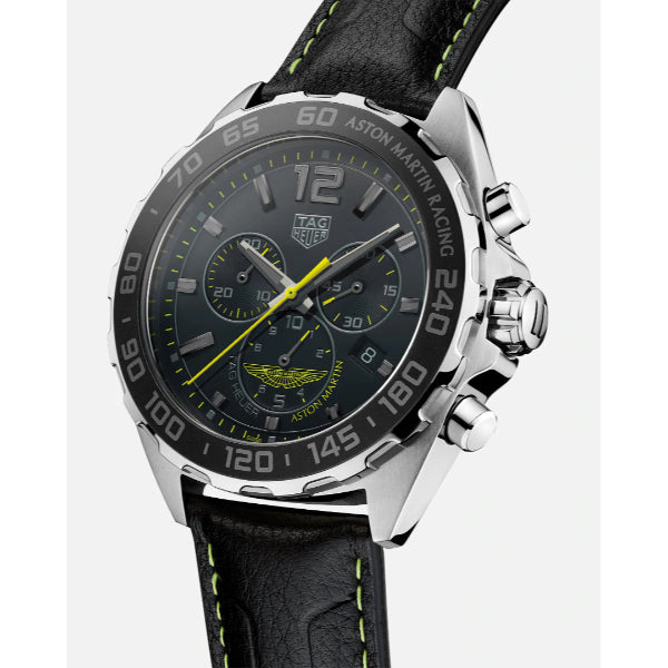 Tag Heuer Formula 1 Aston Martin Black Dial Black Leather Strap Watch for Men - CAZ101P.FC8245