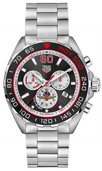 Tag Heuer Formula 1 Indy 500 Special Edition Black Dial Silver Steel Strap Watch for Men - CAZ101V.BA0842