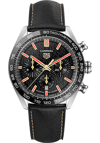 Tag Heuer Carrera Year of The Rabbit Automatic Chronograph Black Dial Black Leather Strap Watch for Men - CBN2A1L.FC6521