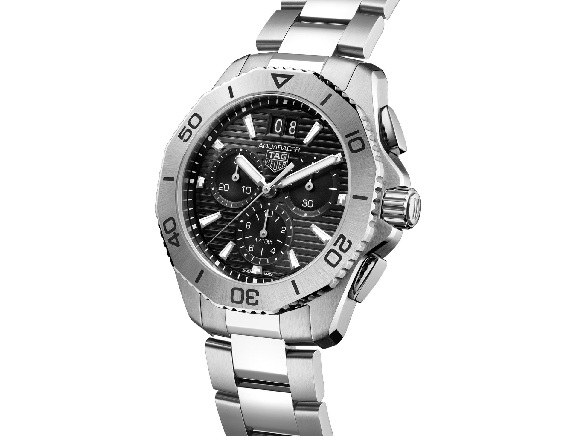 Tag Heuer Aquaracer Professional 200 Date Black Dial Silver Steel Strap Watch for Men - CBP1110.BA0627