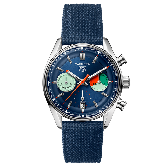 Tag Heuer Carrera Skipper Automatic Chronograph Blue Dial Blue Nylon Strap Watch for Men - CBS2213.FN6002