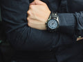 Fossil Coachman Chronograph Blue Dial Black Leather Strap Watch for Men - CH2564