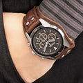 Fossil Coachman Chronograph Black Dial Brown Leather Strap Watch for Men - CH2891