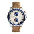 Fossil Wakefield Chronograph Cream Dial Brown Leather Strap Watch for Men - CH2951