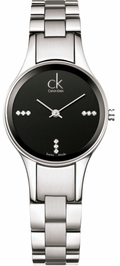 Calvin Klein Simplicity Diamonds Black Dial Silver Steel Strap Watch for Women - K4323102