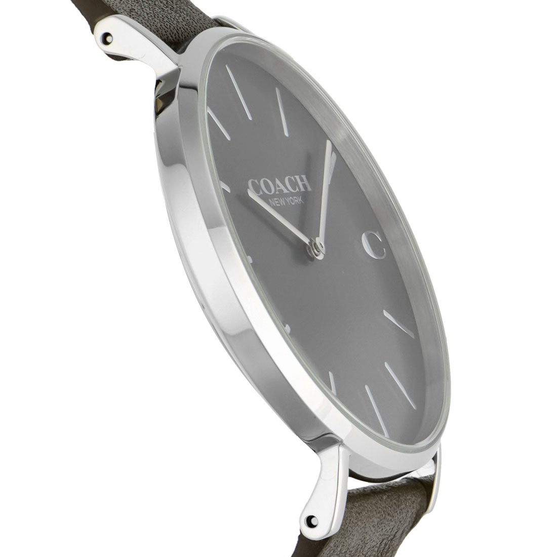 Coach Charles Grey Dial Brown Leather Strap Watch for Men - 14602153