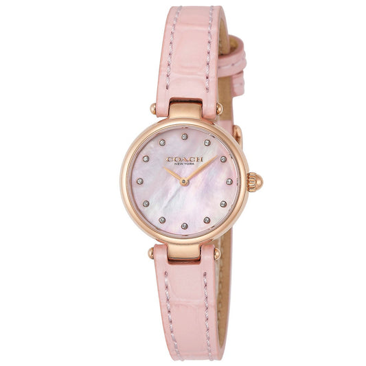 Coach Hayley Pink Mother of Pearl Dial Pink Leather Strap Watch for Women - 14503537