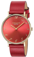 Coach Perry Red Dial Red Leather Strap Watch for Women - 14503486