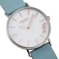 Coach Perry White Mother of Pearl Dial Turquoise Leather Strap Watch for Women - 14503271