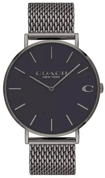 Coach Charles Black Dial Grey Mesh Bracelet Watch for Men - 14602145