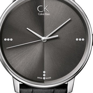 Calvin Klein Accent Black Dial Black Leather Strap Watch for Men - K2Y2X1CU