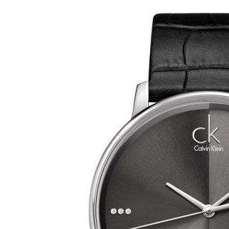 Calvin Klein Accent Black Dial Black Leather Strap Watch for Men - K2Y2X1CU