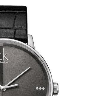 Calvin Klein Accent Black Dial Black Leather Strap Watch for Men - K2Y2X1CU