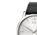 Calvin Klein City Date Silver Dial Black Leather Strap Watch for Men - K2G2G1C6