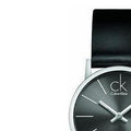 Calvin Klein Minimal Black Dial Black Leather Strap Watch for Women - K7622107