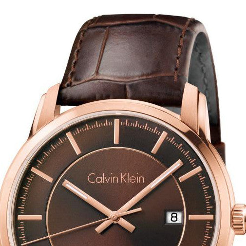 Calvin Klein Infinity Brown Dial Brown Leather Strap Watch for Men - K5S346GK