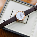 Calvin Klein Minimal White Dial Brown Leather Strap Watch for Men - K3M216G6