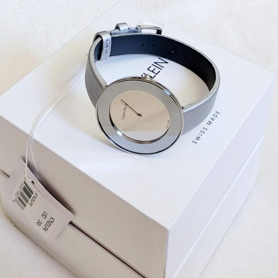 Calvin Klein Chic Silver Dial White Leather Strap Watch for Women - K7N23UP8