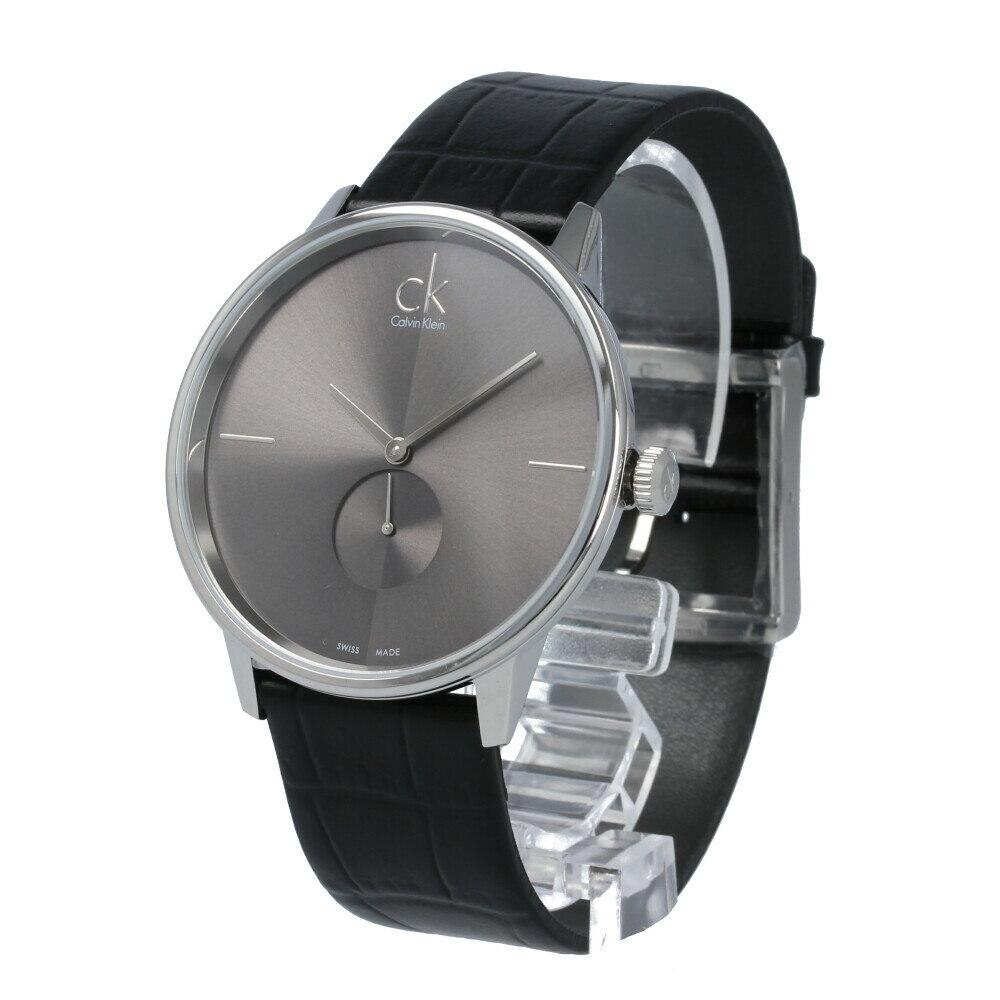 Calvin Klein Accent Black Dial Black Leather Strap Watch for Men - K2Y211C3