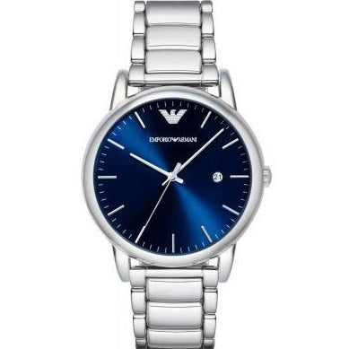 Emporio Armani Dress Analog Blue Dial Silver Steel Strap Watch For Men - AR8033