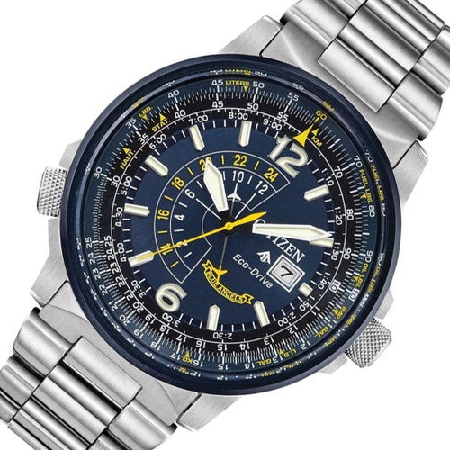 Citizen Pro Master Nighthawk Eco Drive Navy Blue Dial Silver Stainless Steel Watch For Men - BJ7006-56L