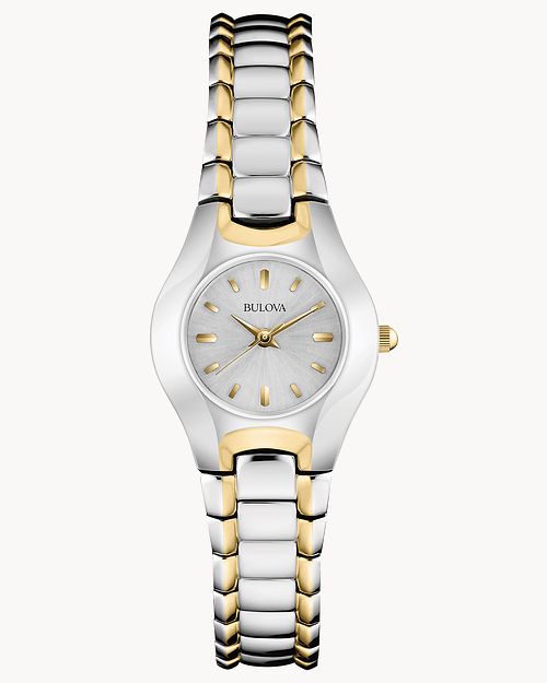 Bulova Classic White Dial Two Tone Steel Strap Watch for Women - 98T84