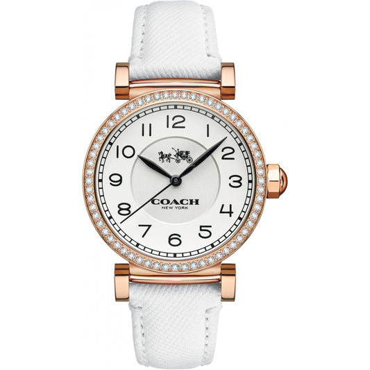 Coach Madison White Dial White Leather Strap Watch for Women - 14502401