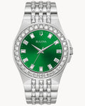 Bulova Phantom Classic Baguette Green Dial Silver Steel Strap Watch for Men - 96A253