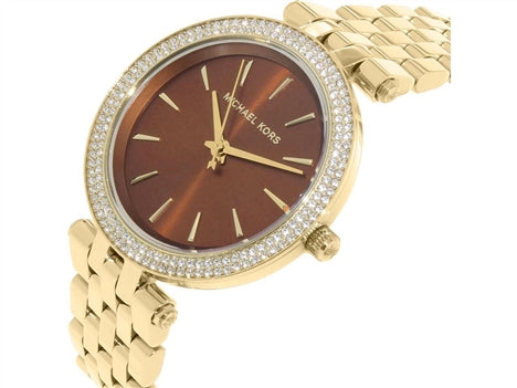 Michael Kors Darci Amber Dial Gold Steel Strap Watch for Women - MK3408