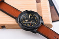 Fossil Bronson Black Dial Brown Leather Strap Watch for Men - FS5714