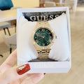 Guess Cosmo Diamonds Green Dial Gold Steel Strap Watch for Women - GW0033L8