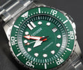 Citizen Promaster Mechanical Green Dial Silver Stainless Steel Strap Watch For Men - NJ0129-87X