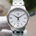 Tissot T Classic Automatic III Day Date White Dial Silver Steel Strap Watch for Men - T065.930.11.031.00