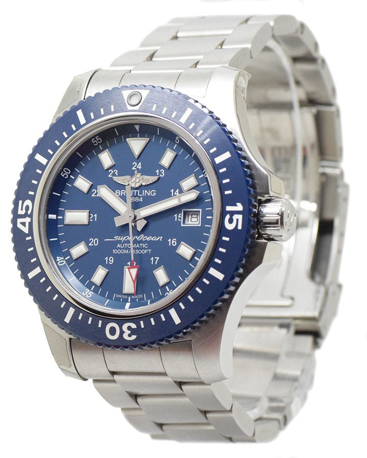 Breitling Superocean 44mm Special Blue Dial Silver Steel Strap Watch for Men - Y17393161C1A1