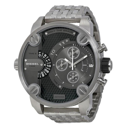 Diesel Little Daddy Chronograph Black Dial Silver Stainless Steel Watch For Men - DZ7259